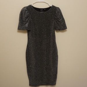 Silver, puffy sleeve dress!